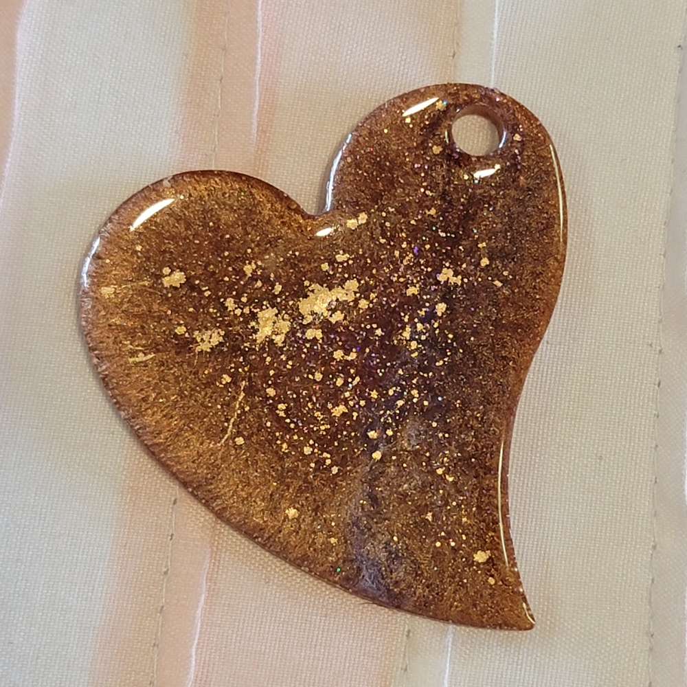 Golden brown/bronze Heart Resin artwork for key chain